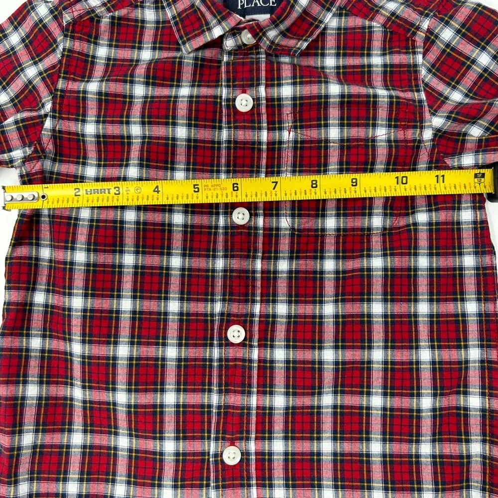 The Children’s Place Red‎ Black White Plaid Boys 3T Long Sleeve Shirt
